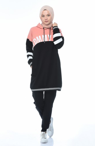 Printed Tracksuit Set Powder Black 3471-01