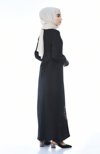 Abaya mit Reissverschluss aus Şile-Stoff 0606-01 Schwarz 0606-01