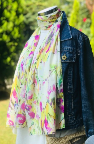 Patterned Crepe Scarf Yellow 54082-01