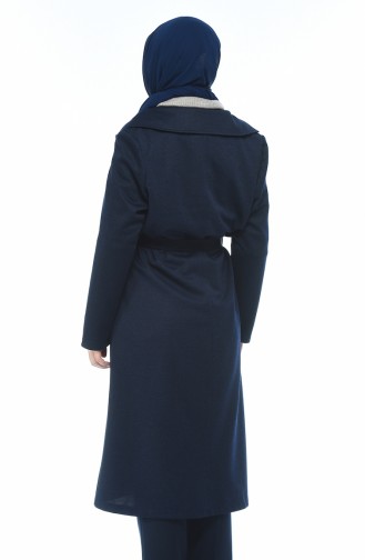 Big Size Belted Cape Navy Blue 7108-01