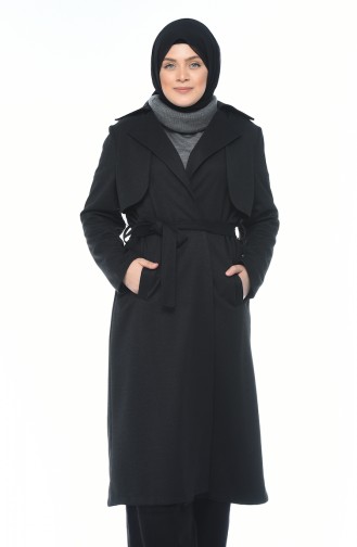 Big Size Belted Cape Black 7108-02