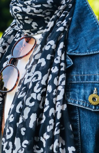 Patterned Chiffon Shawl Black 54113-01