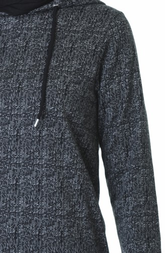 Kapüşonlu Kışlık Sweatshirt 9146A-01 Siyah