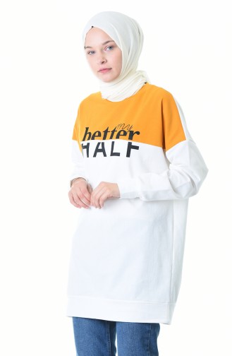 Baskılı Sweatshirt 0735-02 Hardal 0735-02