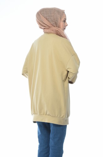 Yazı Desenli Sweatshirt 0745-02 Bej