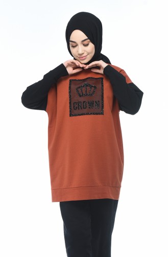 Simli Sweatshirt 0746-03 Kiremit 0746-03