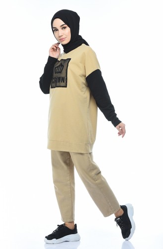 Simli Sweatshirt 0746-05 Bej