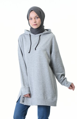 Kapüşonlu Sweatshirt 0768A-01 Gri