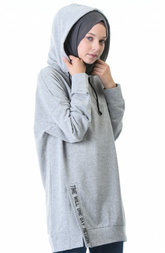 Kapüşonlu Sweatshirt 0768A-01 Gri 0768A-01