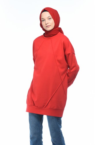 Bat Sleeve Sweatshirt Red 0771-02