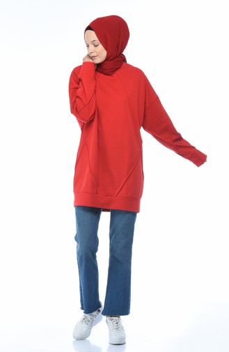 Bat Sleeve Sweatshirt Red 0771-02
