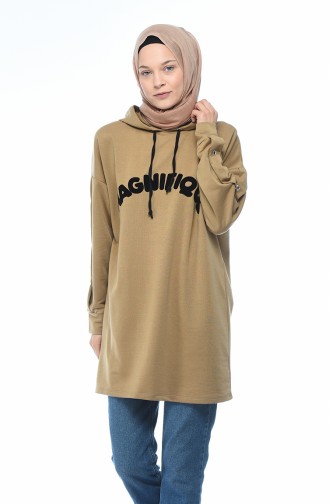 Kapüşonlu Sweatshirt 0772-02 Sütlü kahve 0772-02