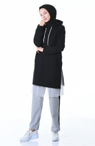 Hooded Tracksuit Set Black Gray 0307-01