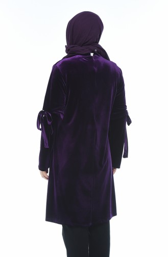 Big Size Velvet Tunic Purple 8042-01