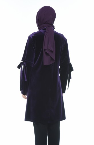 Big Size Velvet Tunic Purple 8045-03