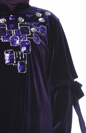 Big Size Velvet Tunic Purple 8045-03