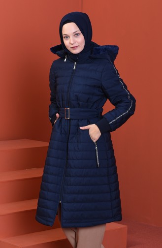 Belted Lined Coat Navy Blue 511419-01