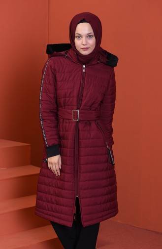 Belted Lined Coat Bordeaux 511419-04