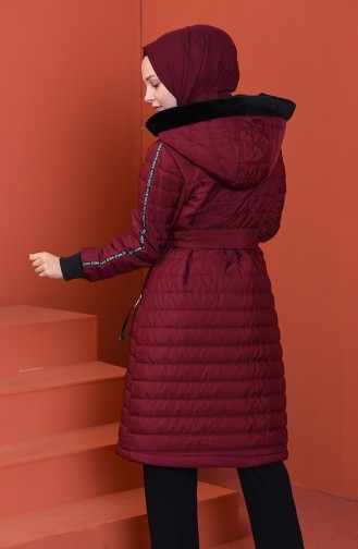 Belted Lined Coat Bordeaux 511419-04