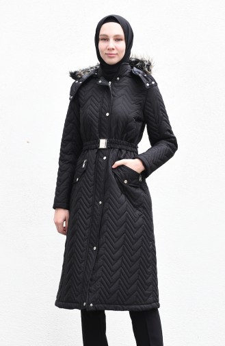 Hooded Quilted Coat Black 5131-02