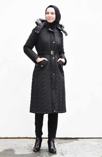 Hooded Quilted Coat Black 5131-02