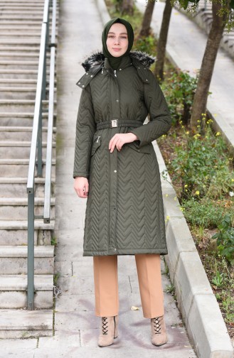 Hooded Quilted Coat Khaki 5131-03