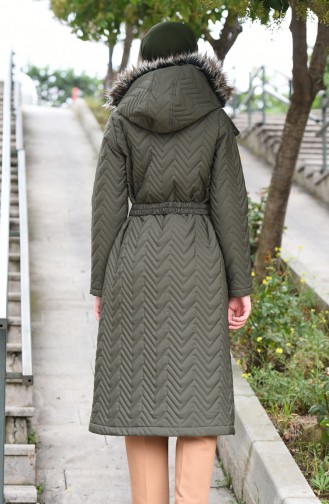 Hooded Quilted Coat Khaki 5131-03