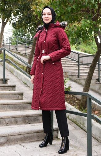 Hooded Quilted Coat Bordeaux 5131-04