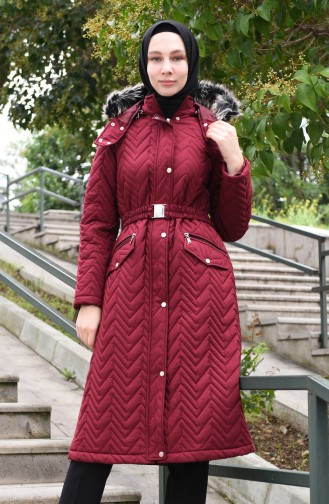 Hooded Quilted Coat Bordeaux 5131-04