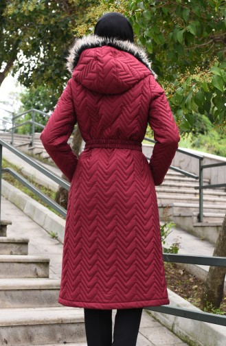 Hooded Quilted Coat Bordeaux 5131-04