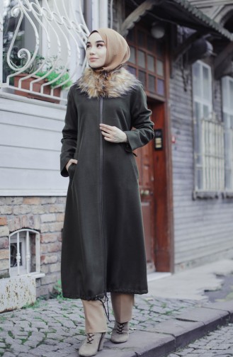 Fur Lined Coat Khaki 35847-02