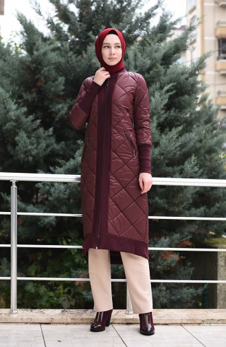 Zippered Quilted Coat Bordeaux 35848-01