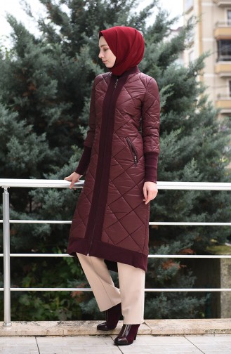 Fermuarlı Kapitone Kaban 35848-01 Bordo 35848-01