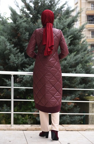 Fermuarlı Kapitone Kaban 35848-01 Bordo 35848-01