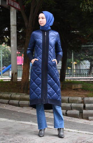 Zippered Quilted Coat Indigo 35848-03