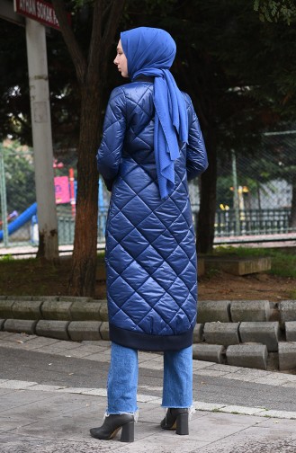 Zippered Quilted Coat Indigo 35848-03