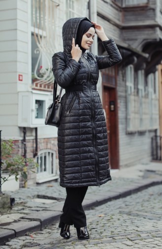 Hooded Quilted Coat Black 35851-01