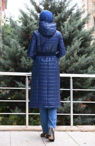 Hooded Quilted Coat Navy Blue 35851-02