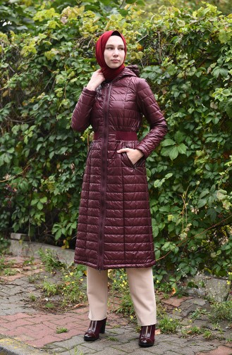 Hooded Quilted Coat Bordeaux 35851-03