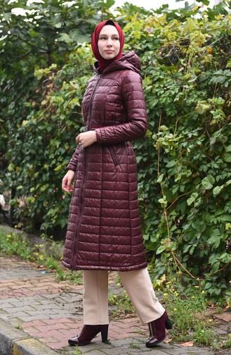 Hooded Quilted Coat Bordeaux 35851-03