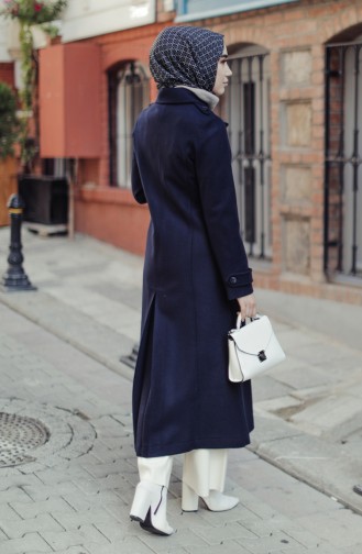 Buttoned Coat Navy Blue 35856-01