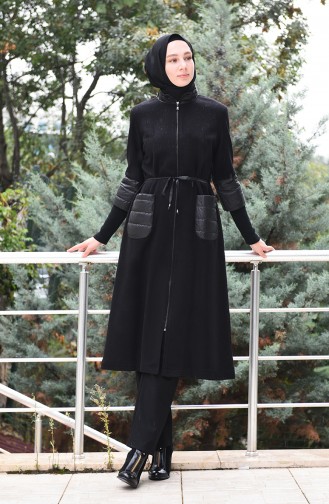 Pocketed Felt Coat Black 35858-01