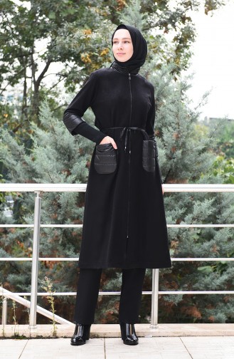 Pocketed Felt Coat Black 35858-01