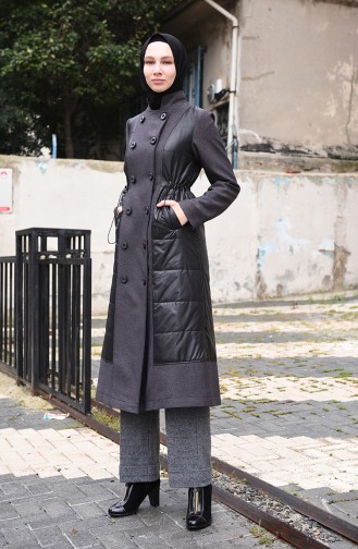 Quilted Waist Elastic Coat Anthracite 35871-02