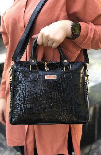 Damen Ärmeltasche MYZ07-06  Schwarz Croco 07-06