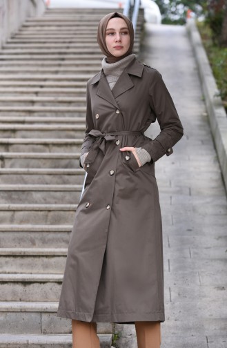 Buttoned Long Trench Coat Green 508919-02