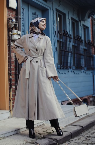 Trench Coat With Pockets And Sleeve Detailed Beige 9034-04