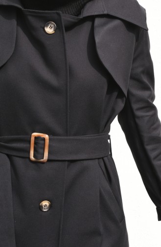 Belted Short Trench Coat Black 90005-01