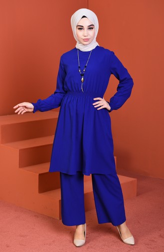 Beli Lastikli Tunik Pantolon İkili Takım 1205-05 Saks