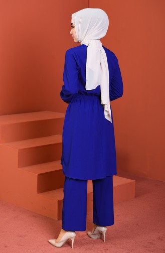 Beli Lastikli Tunik Pantolon İkili Takım 1205-05 Saks